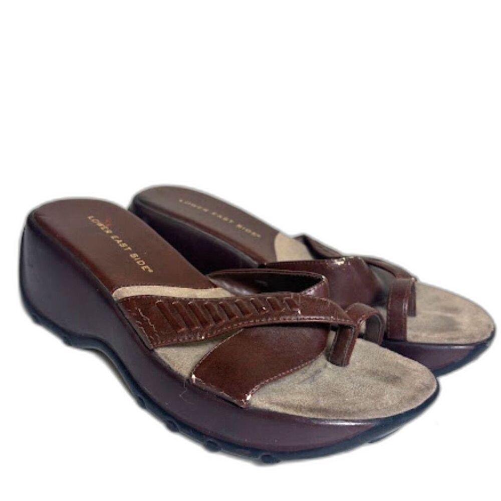 Lower East Side Chunky Platform Sandals Flip Flop Size 7 y2k style brown funky